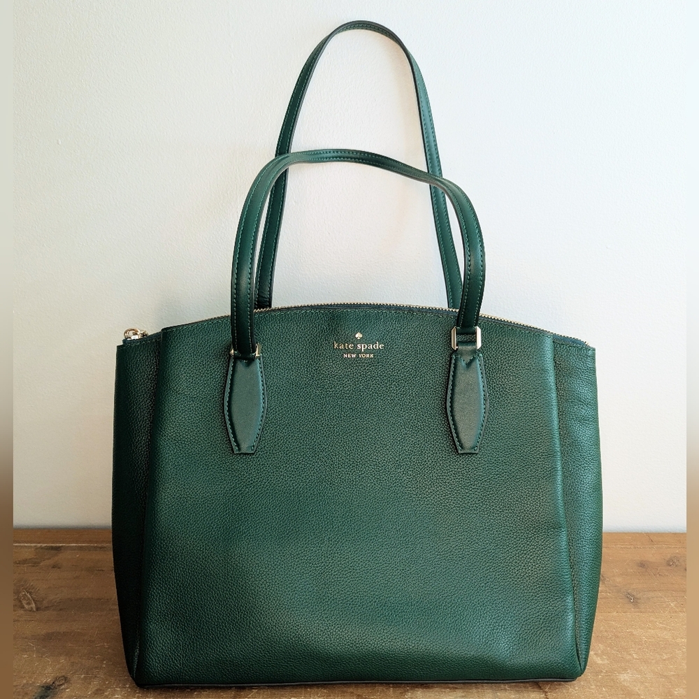 Kate Spade Monet Large Compartment Tote in Deep Jade Pebbled Leather